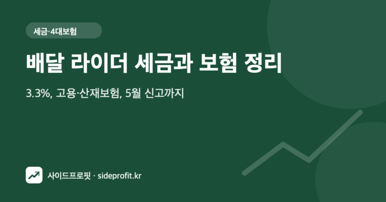 배달 라이더 세금과 보험 정리 — 3.3%, 고용·산재보험, 5월 신고까지