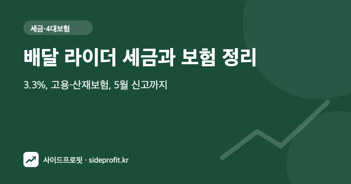 배달 라이더 세금과 보험 정리 — 3.3%, 고용·산재보험, 5월 신고까지