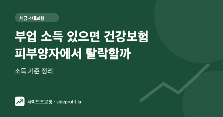 부업 소득 있으면 건강보험 피부양자에서 탈락할까 — 소득 기준 정리