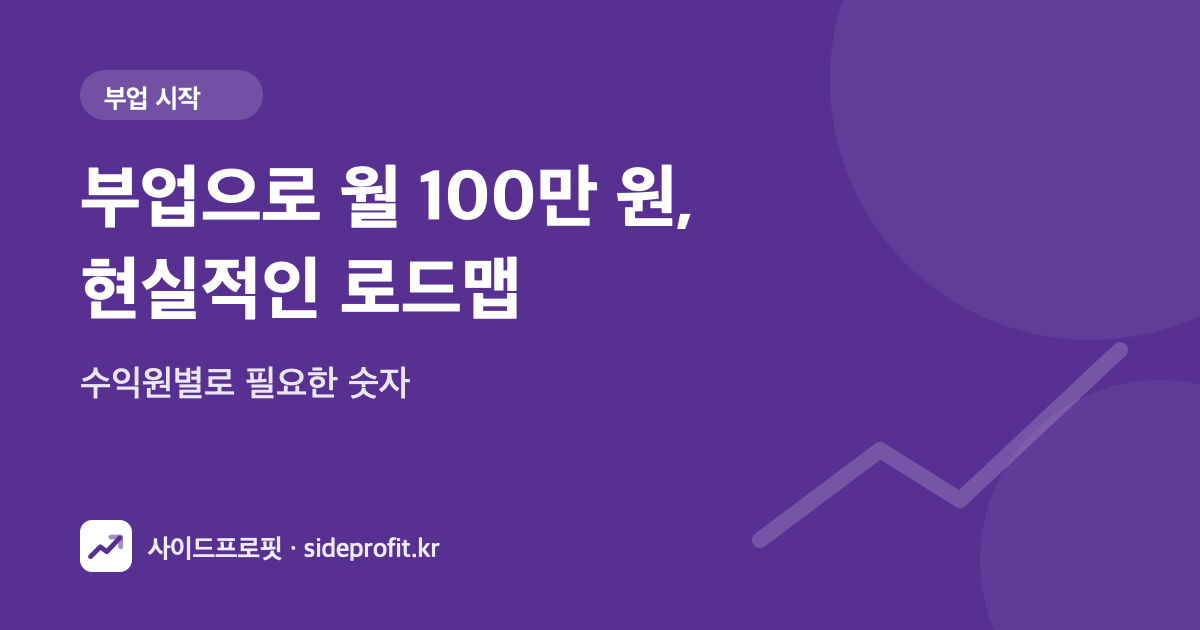 부업으로 월 100만 원, 현실적인 로드맵 — 수익원별로 필요한 숫자
